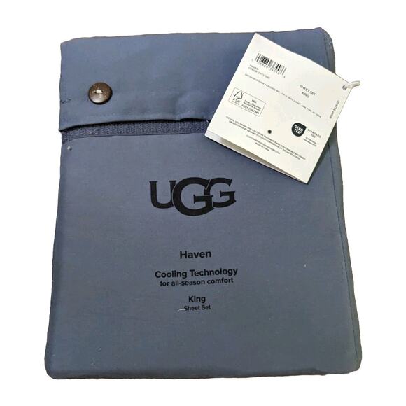 UGG Haven KING Sheet Set Cooling Tech Oeko Tex New Bedding Cyclone Blue